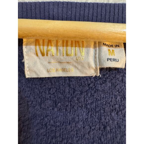 Nation Teddi Blue V Neck Sweatshirt Poplin Tiered Puff Sleeve Top M - Picture 6 of 8